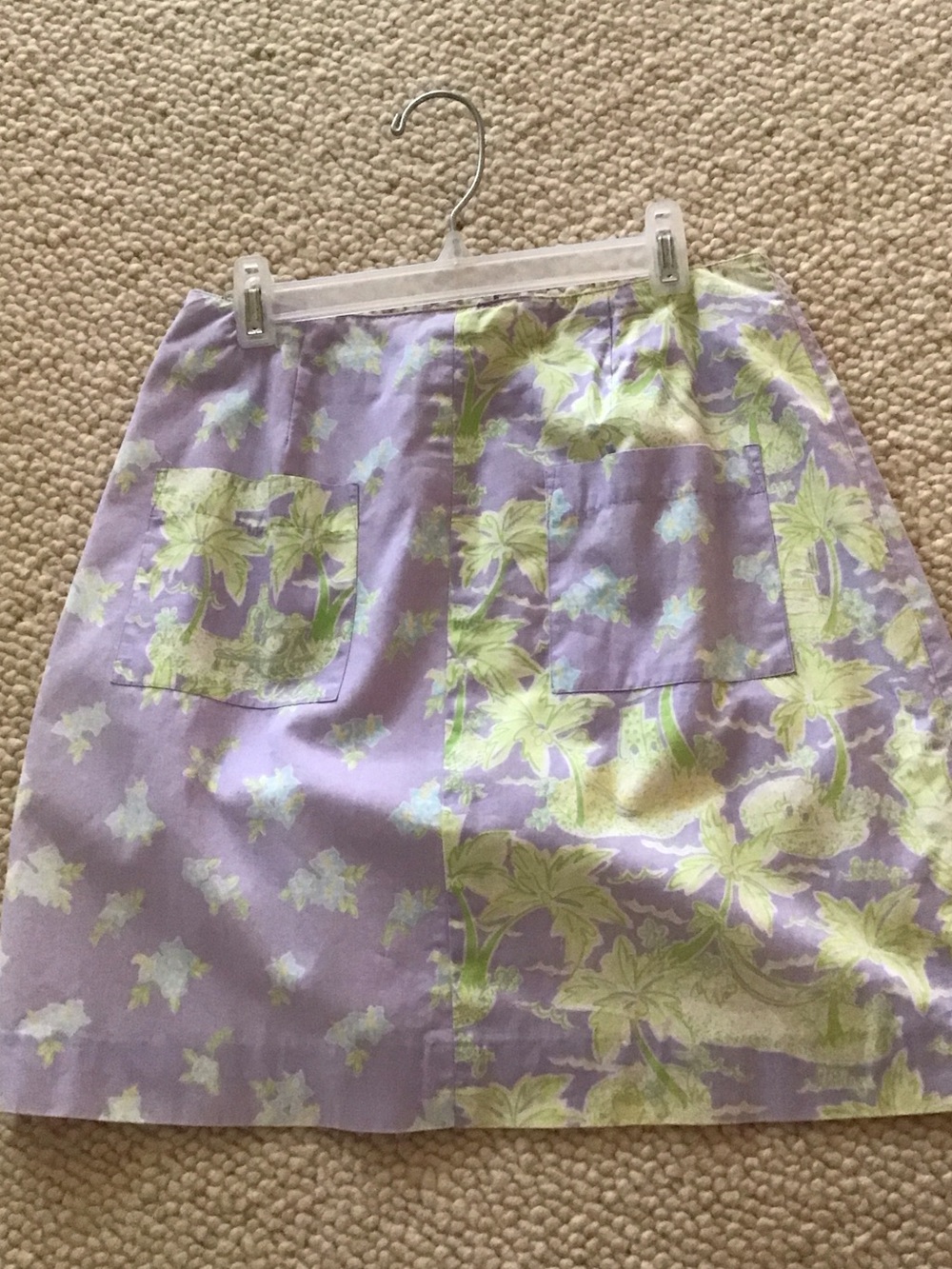 Lilly Pulitzer Lavender Mini Skirt with Green Floral Print